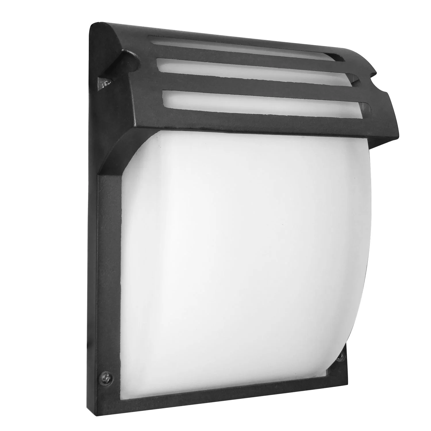 LED Modern Style Outdoor Light Fixture, 9W, 600 Lumens, Black Finish, Frosted Glass Lens, Color Temperature Selectabl...