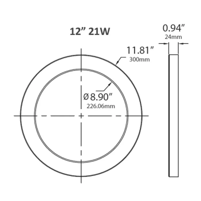 LED Multi CCT Round Panel Down Light, 12", 21W, 2700K/3000K/3500K/4000K/5000K - view 2