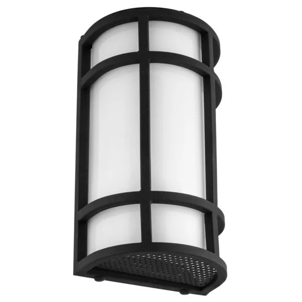 LED Outdoor Mission Style Light Fixture, Half Cylinder Wall Sconce, 12”, 15W, Selectable 3 CCT, Black Frame, Acrylic ...