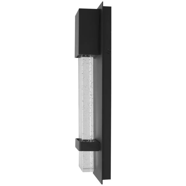 LED Outdoor Raindrop Wall Sconce Light Fixture, Seedy Glass, 5'' Rectangle, 12W, SCT, Black - view 2