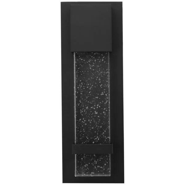 LED Outdoor Raindrop Wall Sconce Light Fixture, Seedy Glass, 5'' Rectangle, 12W, SCT, Black - view 3