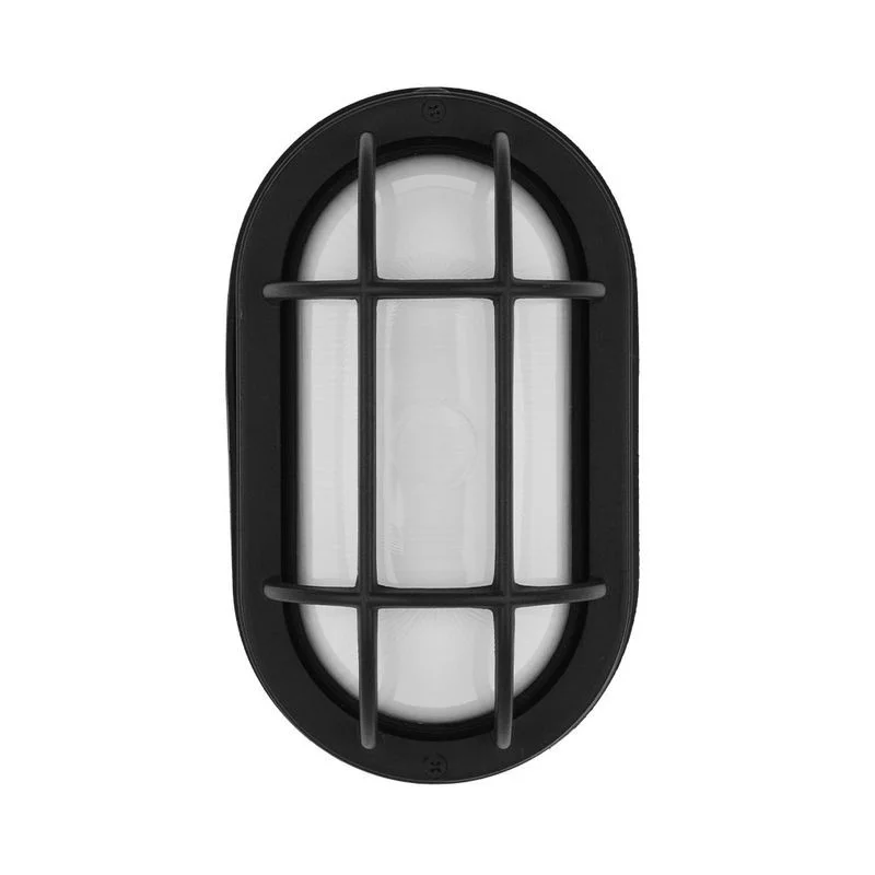 LED Oval Bulkhead Wall Mount, Matt Black Housing, Frosted Glass Lens, 6CCT Selectable