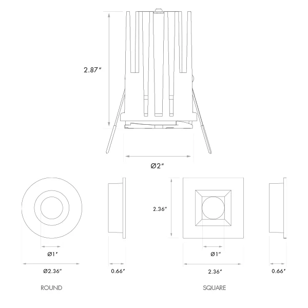LED Recessed Fixture, 7W, 5-Selectable CCT, Dimmable, Round and Square Trim Options - view 2