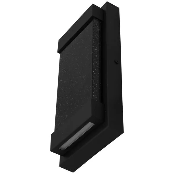 LED Rectangular Outdoor Wall Sconce, Seedy Glass, Up & Down, 12-Inch, 22W, 3000K, Black