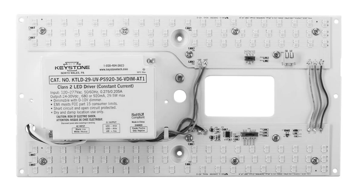 LED Retrofit Kit, 11in Rectangular Pan, 120-277V Input, 0-10V Dimming, Power Selectable between 22W and 29.5W, Color Sel