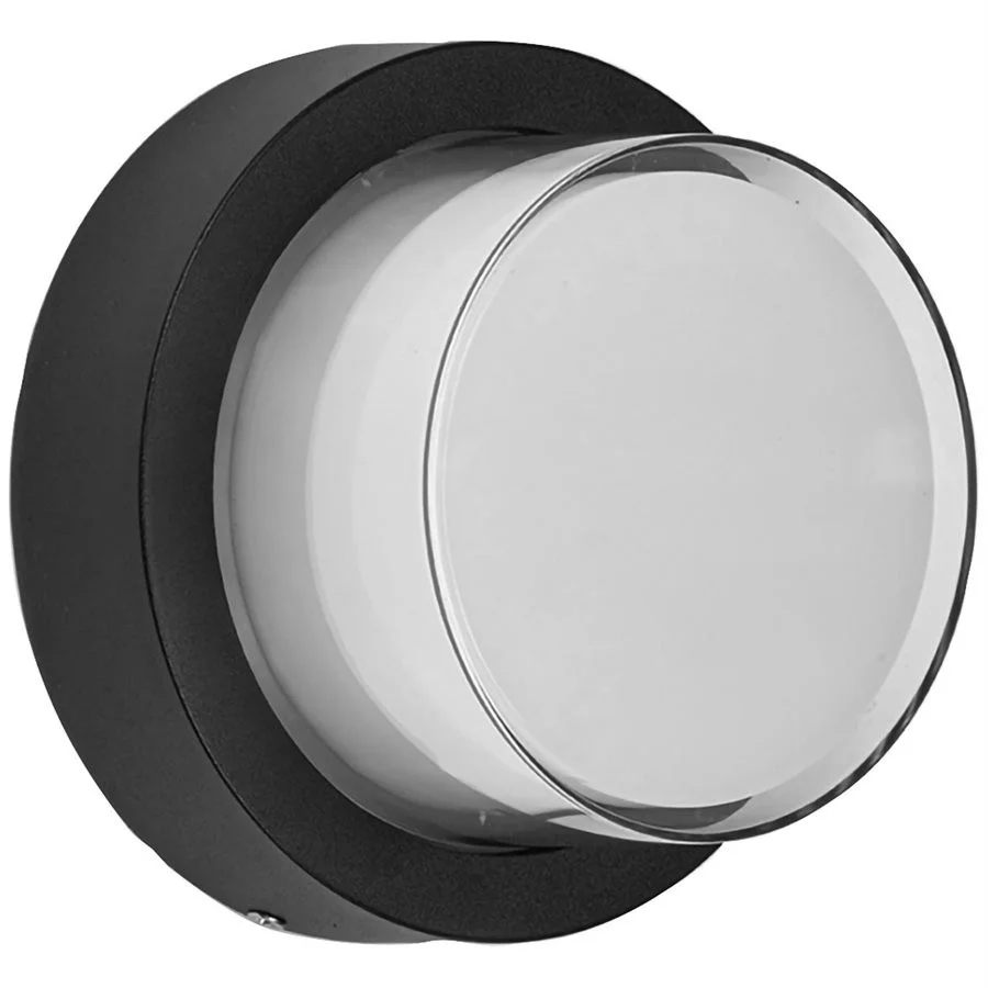 LED Round Modern Outdoor Light Fixture, 12W, 850 lumens, 3000K/4000K/5000K selectable, 90+ CRI, ETL Listed, Black