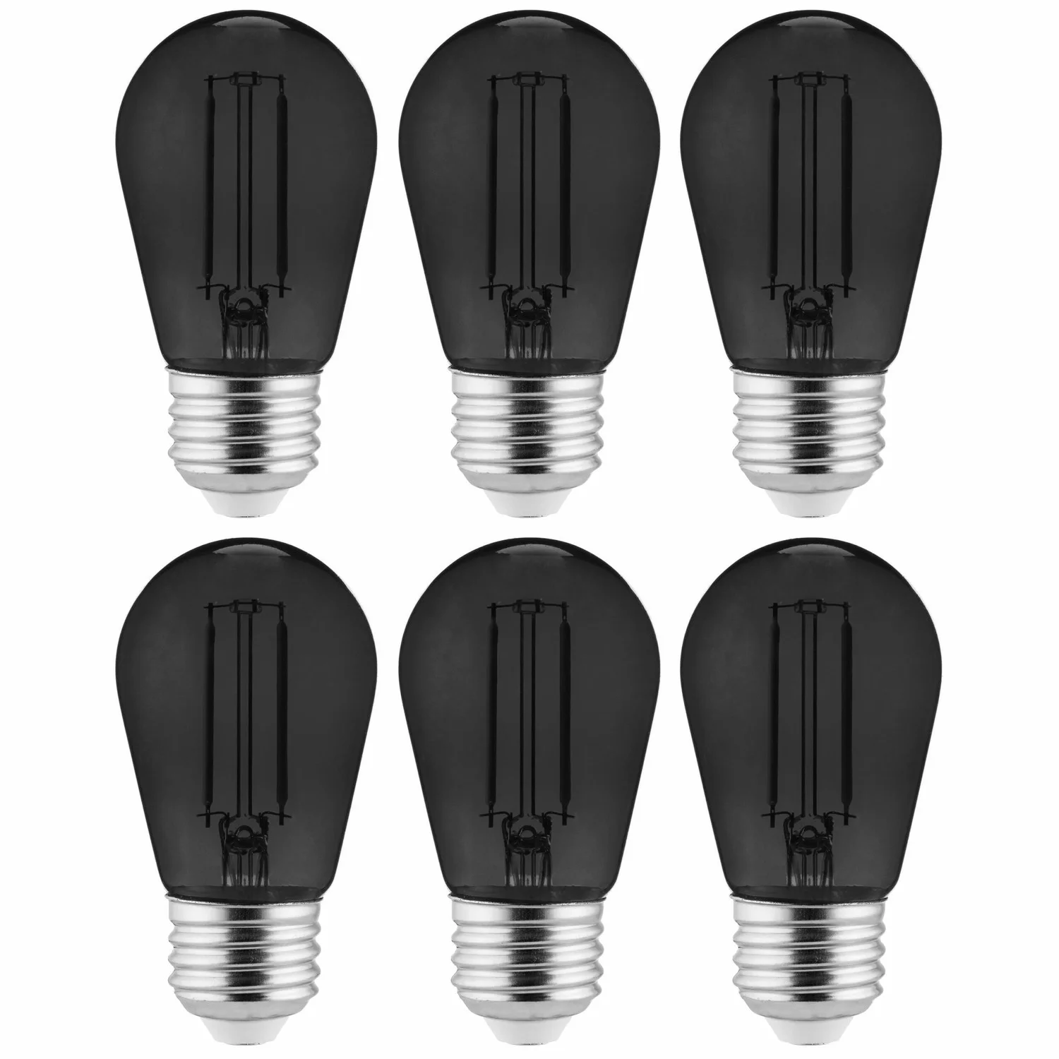 LED S14 String Light Bulb, 2 Watts, Medium E26 Base, Transparent, Dimmable, Red, 6 Count
