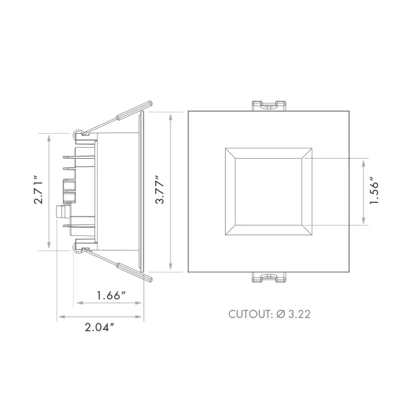 LED Spotlight, Canless Regressed Mini Panel, High Output, 5CCT, Square, Wet Rated, Triac Dimmable, IC Rated - view 2