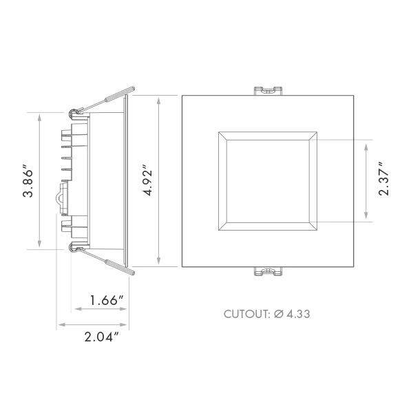 LED Spotlight, Canless Regressed Mini Panel, High Output, 5CCT, Square, Wet Location Rated, TRIAC Dimmable - view 2