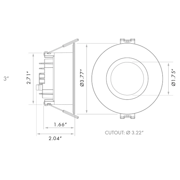 LED Spotlight, Canless Regressed Mini Panel, High Output, CCT Selectable, 3 inch, Round, White, Dimmable - view 2
