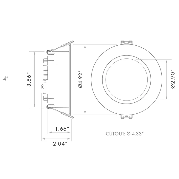 LED Spotlight - Canless Regressed Mini Panel, High Output, CCT Selectable, 4" - view 2