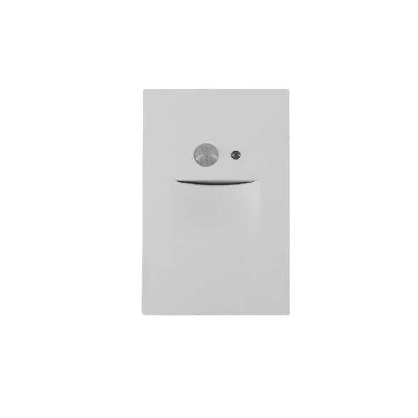 LED Step Light Vertical, 2.5W, 3000K, 80lm, White Trim, with Motion Sensor & Photocell