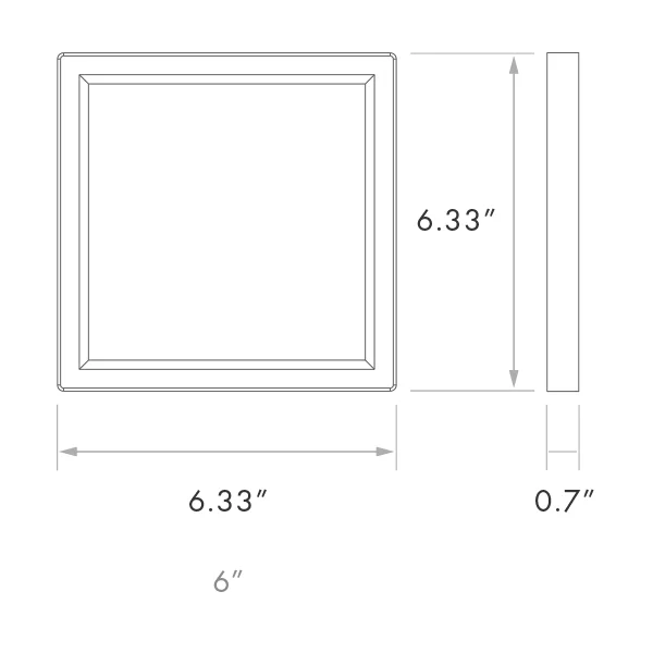 LED Surface Mount Slim Series, 6", Square, 5 CCT Selectable - view 2