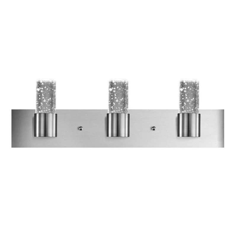 LED Vanity, Satin Nickel, Bubble Crystal Glass
