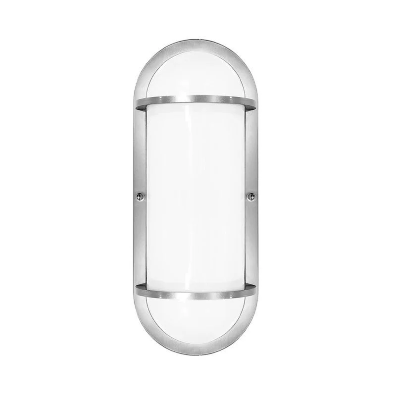 LED Wall Light, Oval Wall Sconce, Brushed Nickel Trims, Frosted Plastic Lens, Dusk-to-Dawn Sensor, 6 CCT Selectable