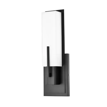LED Wall Sconce, 12W, 120-277V, 3000K|4000K, Black, Frosted White Glass, 17.0in x 5.5in x 3.8in