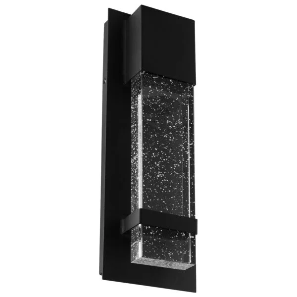 LED Wall Sconce, Rain Glass Panel, 9 Watts, 450 Lumens, Indoor/Outdoor, Black Finish, ADA Compliant, 5000K Daylight