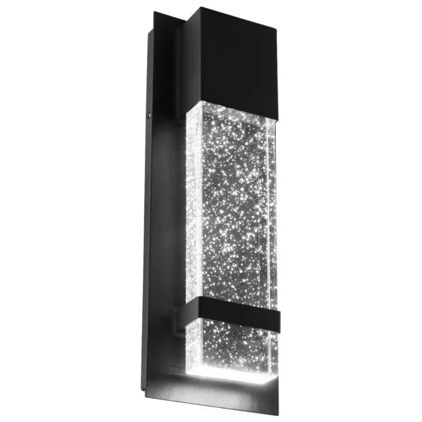 LED Wall Sconce, Rain Glass Panel, 9 Watts, 450 Lumens, Indoor/Outdoor, Black Finish, ADA Compliant,...
