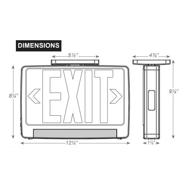 Lightpipe LED Exit & Emergency Combo, 2 Faces, Green Letters, White/Black Housing, Remote Capable - view 2