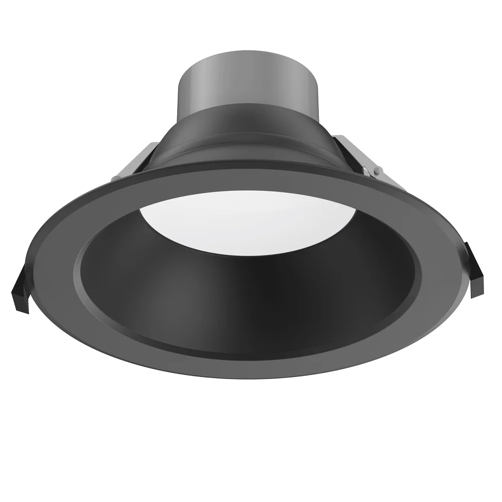 Lotus LED Lights DL254, 8" Round, 35W Max, 5 CCT Selectable, 5 Wattage Selectable, High Output, Black Trim Black Refl...