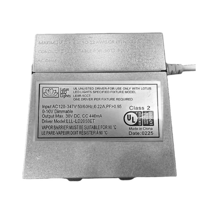 Lotus LED Lights LLL-LD2050ET, 120-347V, 0-10V Dimmable, 440mA Constant Current, Max 38V DC Output