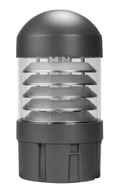 Louver reflector dome top bollard head. Power Select 24 / 19 / 14W. Color Select 30 / 40 / 50K. Built-in photocell. 120