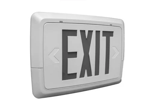 Low Profile Exit & Emergency Combo, Single Face, Red Legend, White Housing