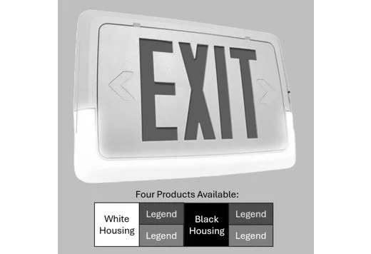 Low Profile Exit & Emergency Combo, Single Face, Red Legend, White Housing - view 2