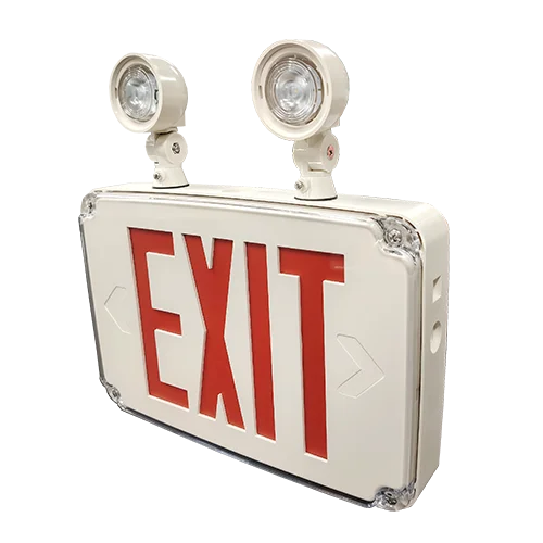 Low-profile Wet Location Exit & Emergency Combo, Double Face, Red/Green Letter