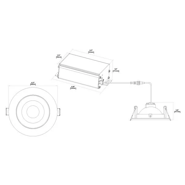 Lum-Tech FRG Series 3.5" Floating Round Gimbal, 10W, 850lm, 120-277V, 5CCT, Black Trim, 40° Beam, Tr...