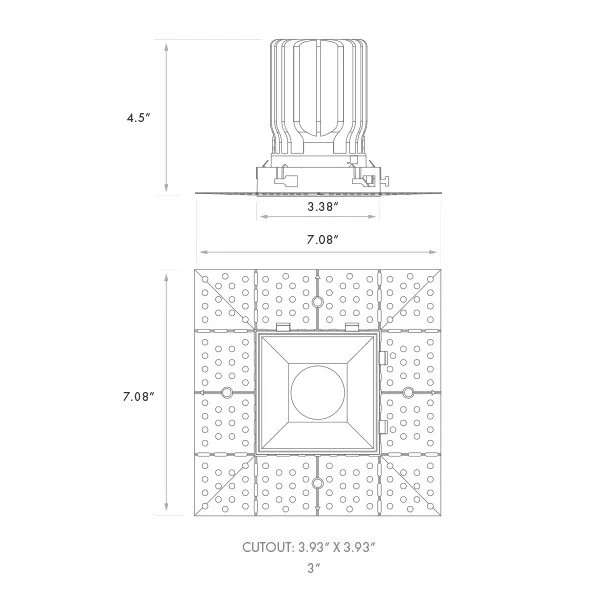 Lum-Tech LED Interlocking Trimless Module, 3 inch, Square, 5CCT Selectable, White, Dimmable - view 2
