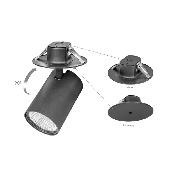 Lum-Tech Lighting CMJ-LT562L, 120V LED Canopy with J-Box Mounted, 3 7/8" Ø, 36W, 2700lm, 90+ CRI, 15...