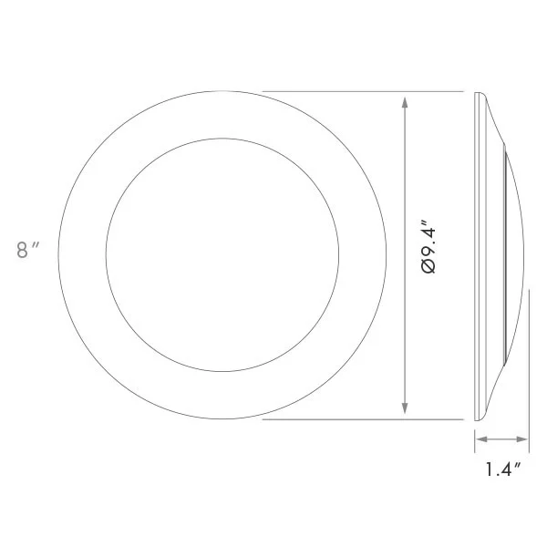 Lum-Tech Lighting LT23865 LED Surface Mount Disk Light, 8", 27W, 2000 lm, 120V, 5CCT Selectable 2700...