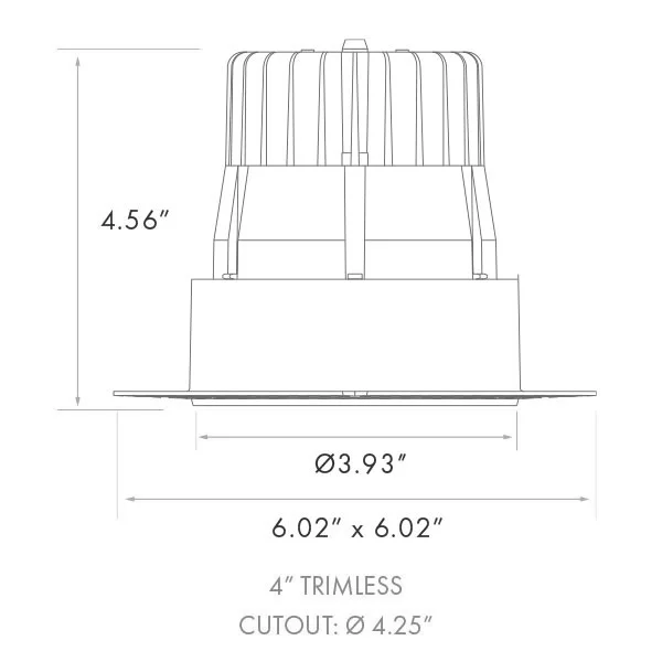 Lum-Tech LT25465, 4" LED Spotlight, Canless, Push and Lock Trimless, White, 60º Wide Flood, 5CCT Sel...