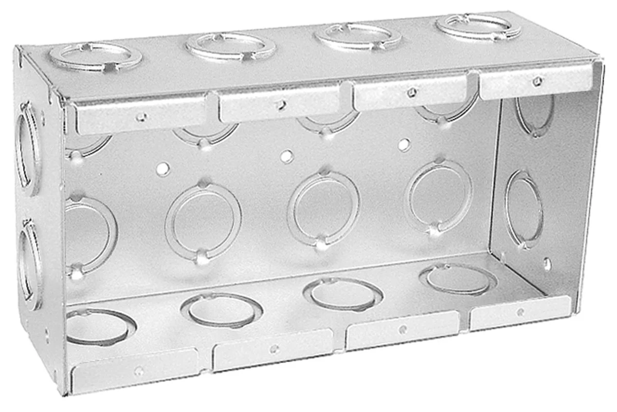 Masonry Box, Four Gang, 2-1/2" Deep, Non-Gangable, with Conduit Knockouts