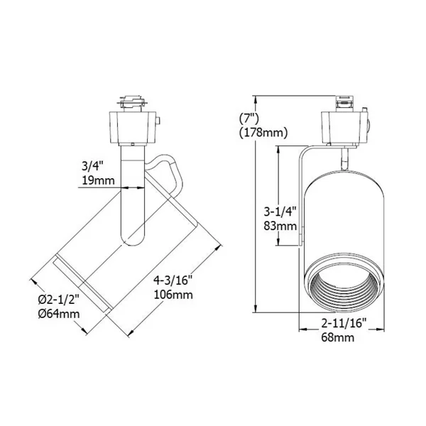 Mini Flat Back Track Luminaire, GU10 Base, Black or White Finish - view 2