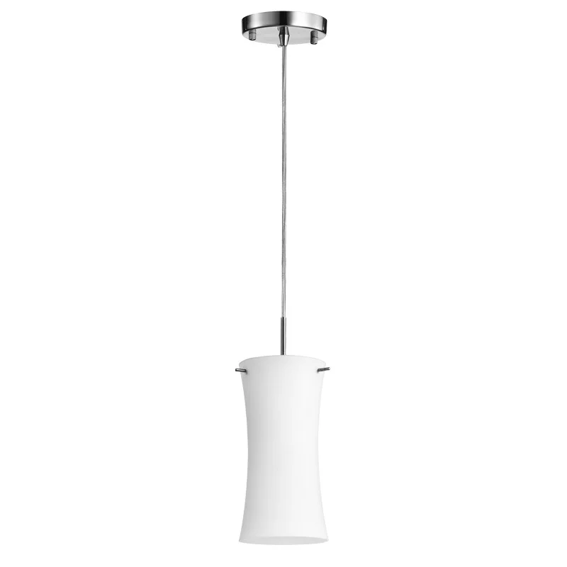Mini Pendant, Satin Nickel, Opal Glass, 9W E26 LED Bulb