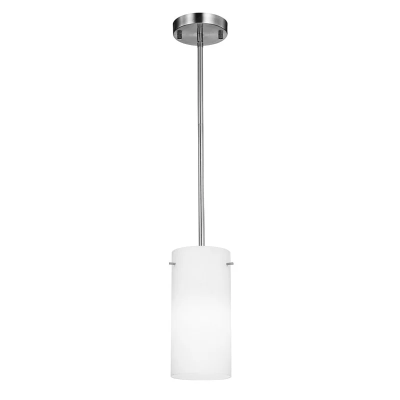 Mini Pendant, Satin Nickel, Opal Glass,9W LED Bulb, E26