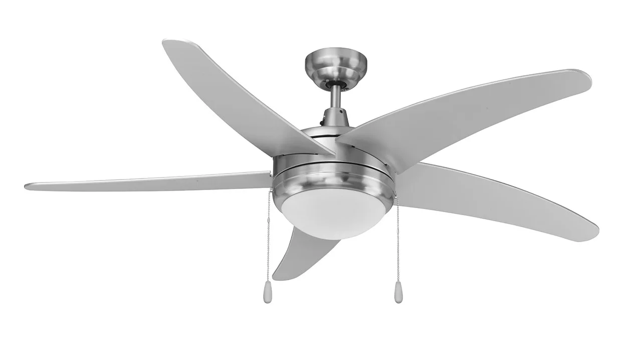 RP Lighting Mirage I Ceiling Fan, 50" Sweep, E26 LED Light Kit Included, 120V, 2 x 9W A19 LED Lamps, 3000K, Dimmable