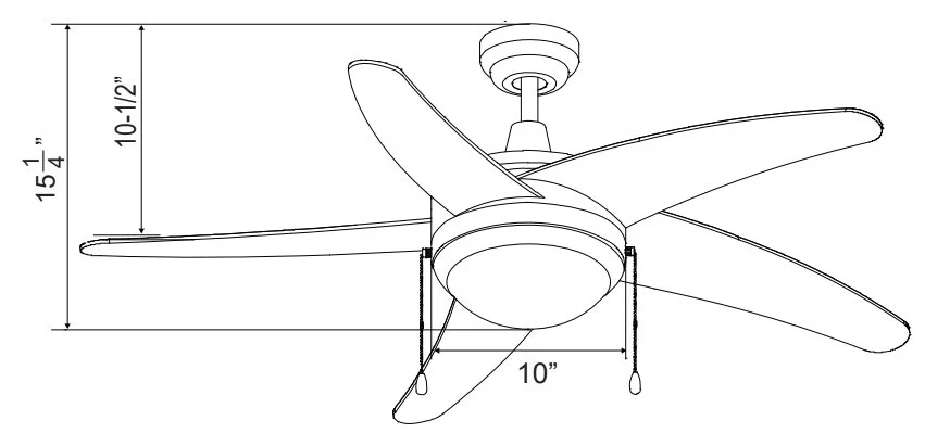 Mirage I Ceiling Fan, 50" Sweep, 5-Curved Blades, Integrated LED Light Kit, 120V - view 2