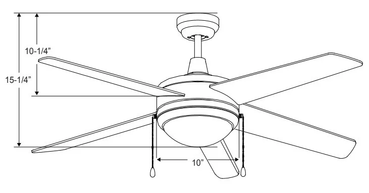 Mirage II 5-Blade Ceiling Fan with Integrated LED Light Kit, 44" Sweep, 16W, 120V, 3000K, 90 CRI, Dimmable - view 2