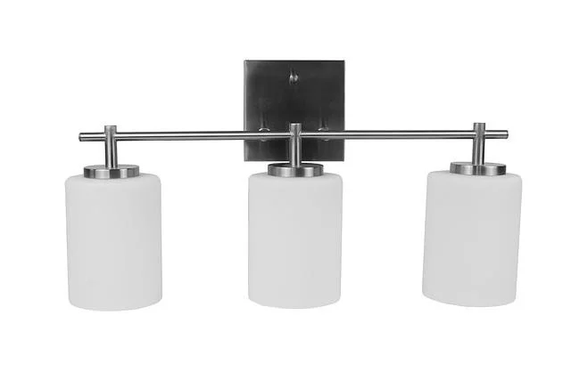 Monterno Series Light Vanity, White Glass, 3-Light, E26 Medium Socket, 120V, Brushed Nickel/Black - view 2