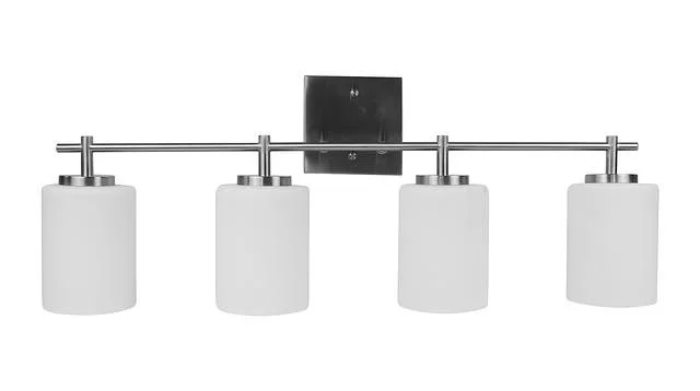 Monterno Series Light Vanity, White Glass, 4-Light, E26 Medium Socket, 120V, Black/Brushed Nickel - view 2