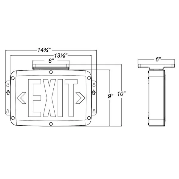 NEMA 4X LED Double Faceplate Exit Sign, White - view 2