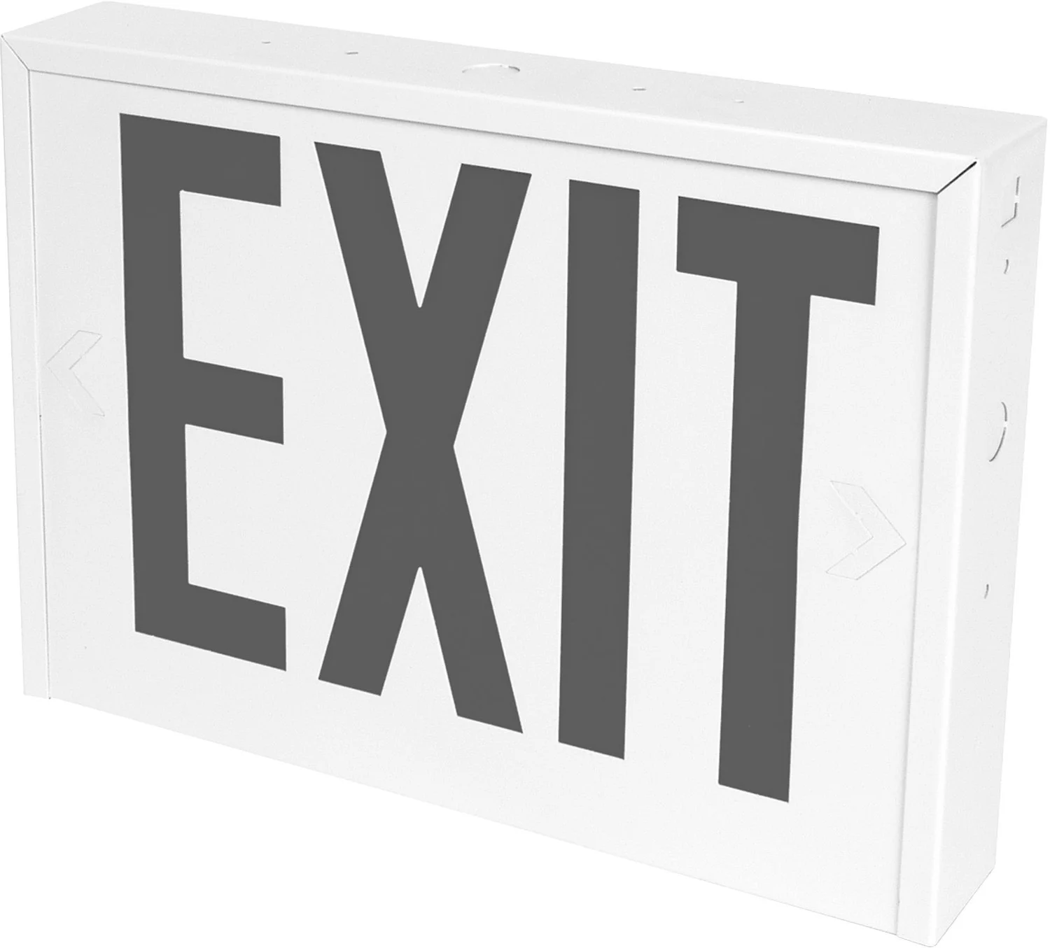 New York City Approved Steel LED Exit Sign, Universal Single/Double Face, Red Letters, White Housing, Battery Backup