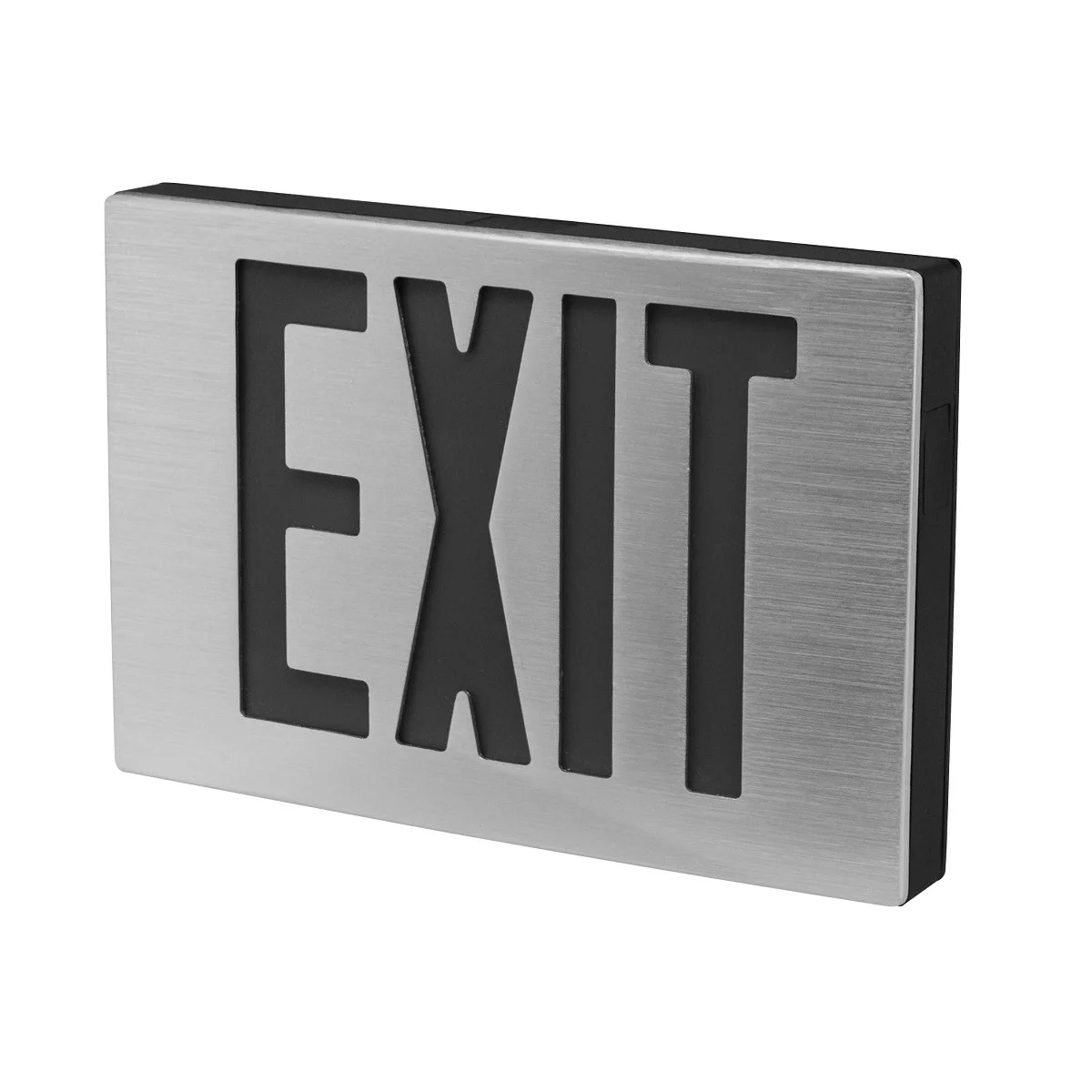 New York City Compliant Diecast Aluminum Exit Sign, Single Face, Red Letters, Black Housing, Battery Backup