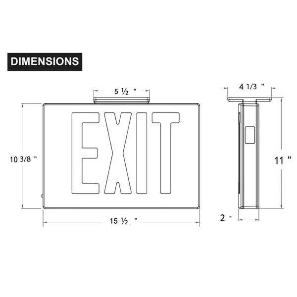 New York City Compliant Diecast Aluminum Exit Sign, Single Face, Red Letters, Black Housing, Battery Backup - view 2