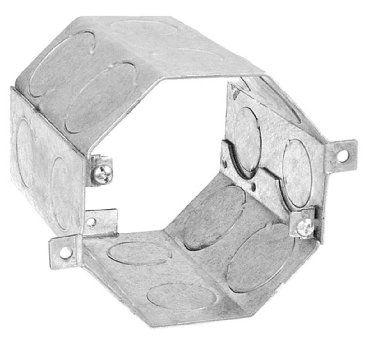 Octagon Concrete Box, 4" Deep, Welded, with Conduit Knockouts