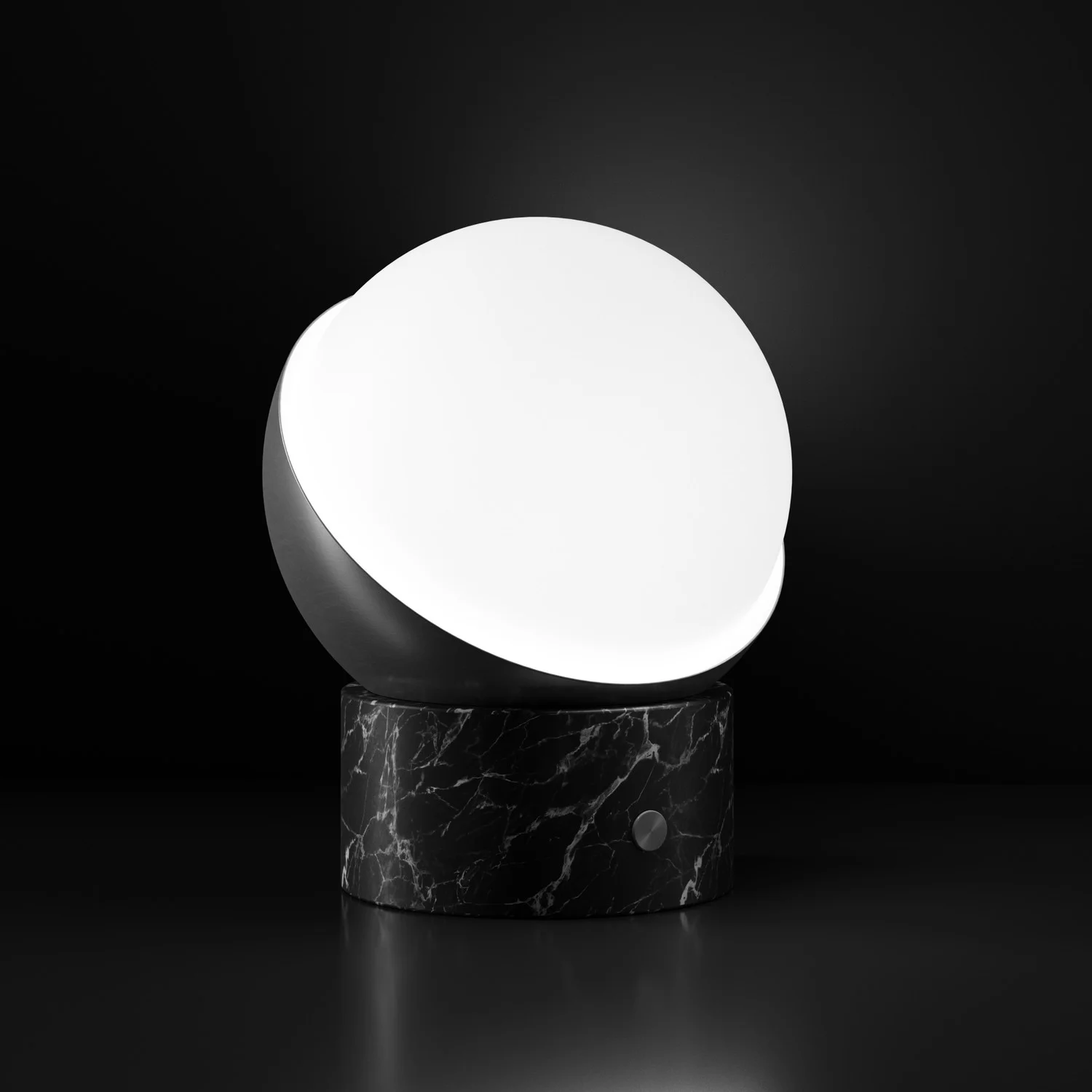 Orb Rechargeable Cordless LED Table Lamp, 3-Levels Brightness Touch Sensor Control, Black Marble / B...