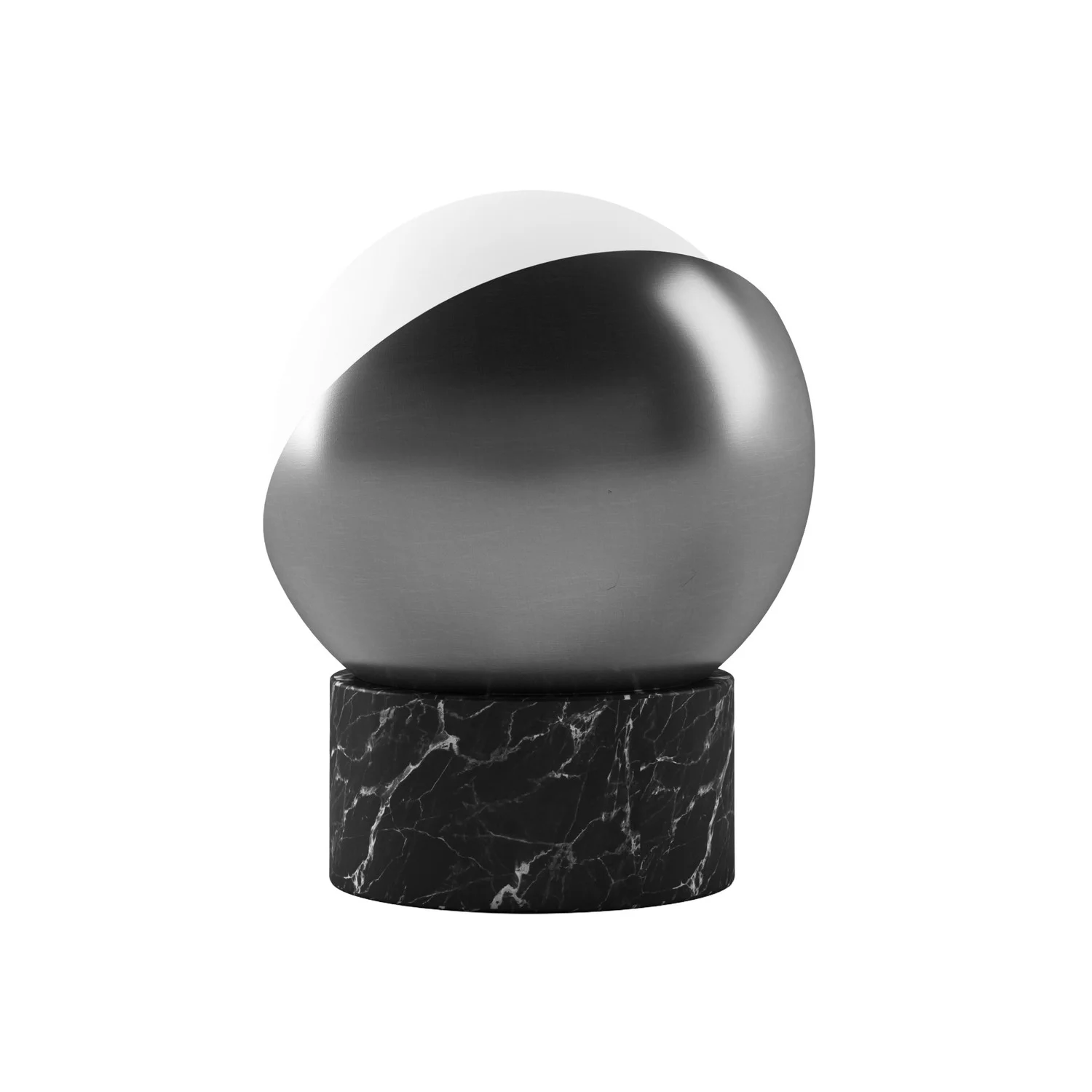 Orb Rechargeable Cordless LED Table Lamp, 3-Levels Brightness Touch Sensor Control, Black Marble / B...